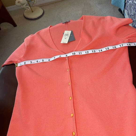 ANN TAYLOR Orange Coral Button-Up Knit Cardigan Sweater - NWT - Picture 8 of 11